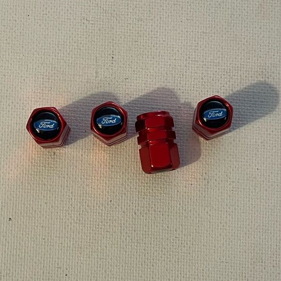 Ford logo valve Stem caps in Red set of 4 NWT - Picture 1 of 4